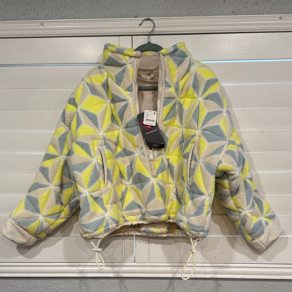 FP Movement by Free People Geometric Yellow and Gray Teddy Jacket